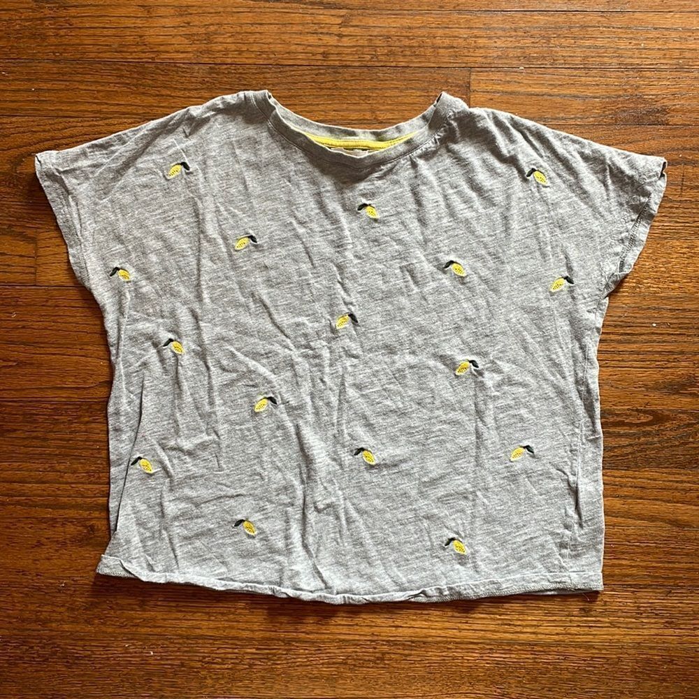 Boden Lena Lemon Embroidered Jersey Tee
